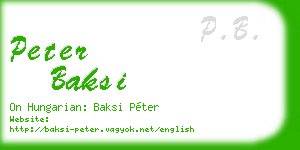 peter baksi business card
